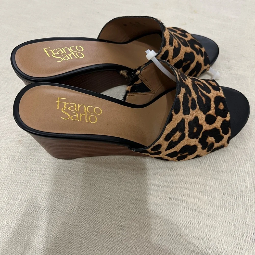 Franco Sarto Brown Black Wedge Sandals - Picture 4 of 6